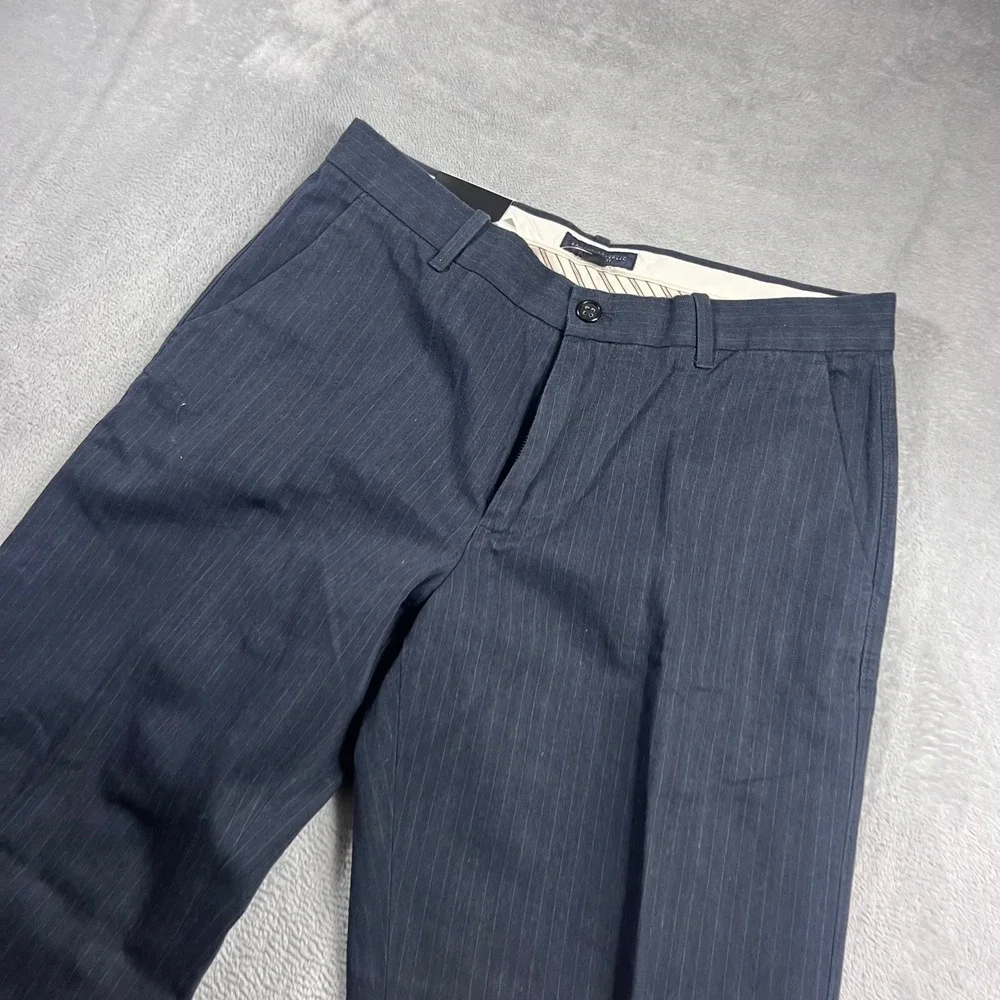 Banana Republic‎ Mens Relaxed Fit Pinstripe Chino Pants Navy Blue 33x30 NEW